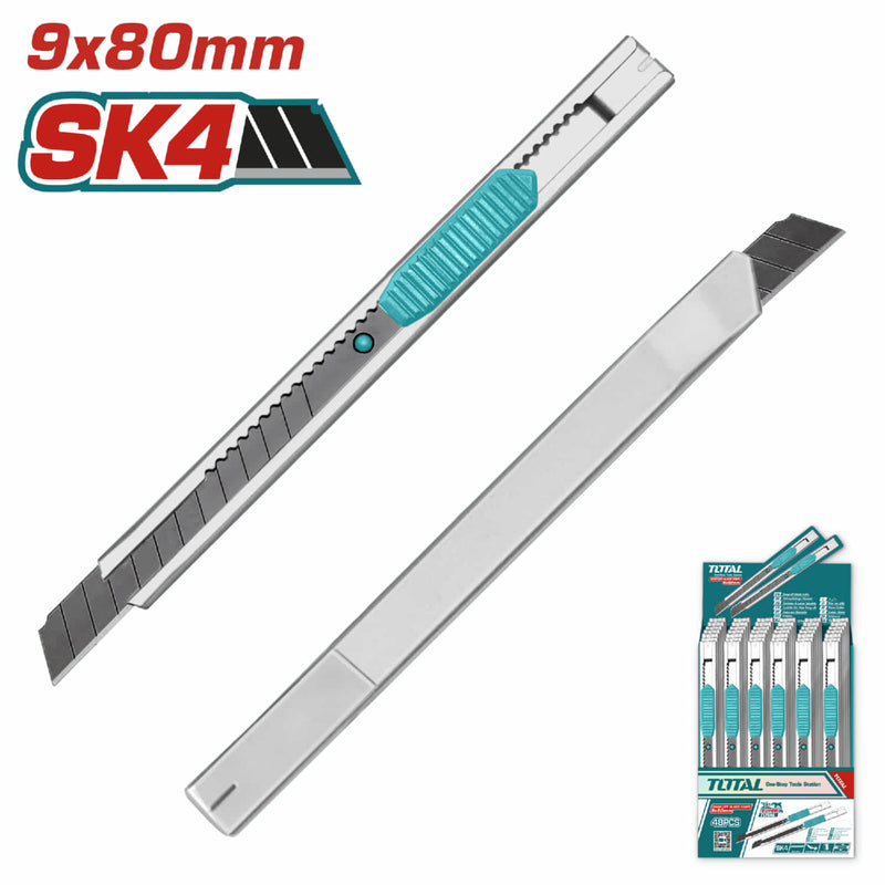 (1 pza suelta) Exacto de 130 mm. Con cuchillas de 9 mm x 80 mm. De de acero inoxidable.