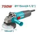 Esmeril Angular De 4 1/2" Total 110V-120V~60Hz 750W. 5/8"-11 UNC, 12000 Rpm.