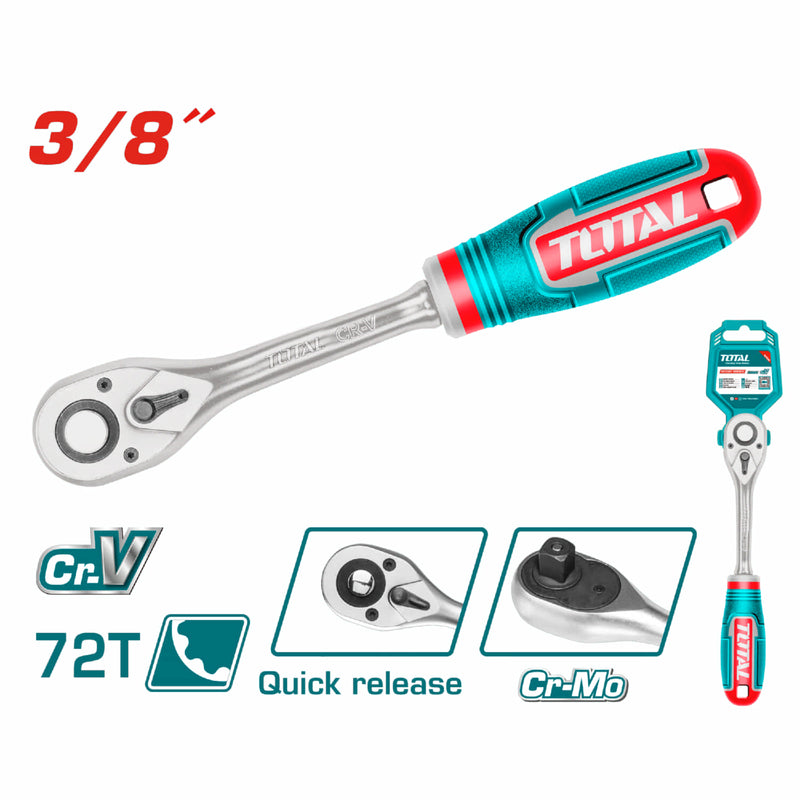 Ratchet de 3/8" 45T 205mm largo Material CR-V+Cr-Mo.