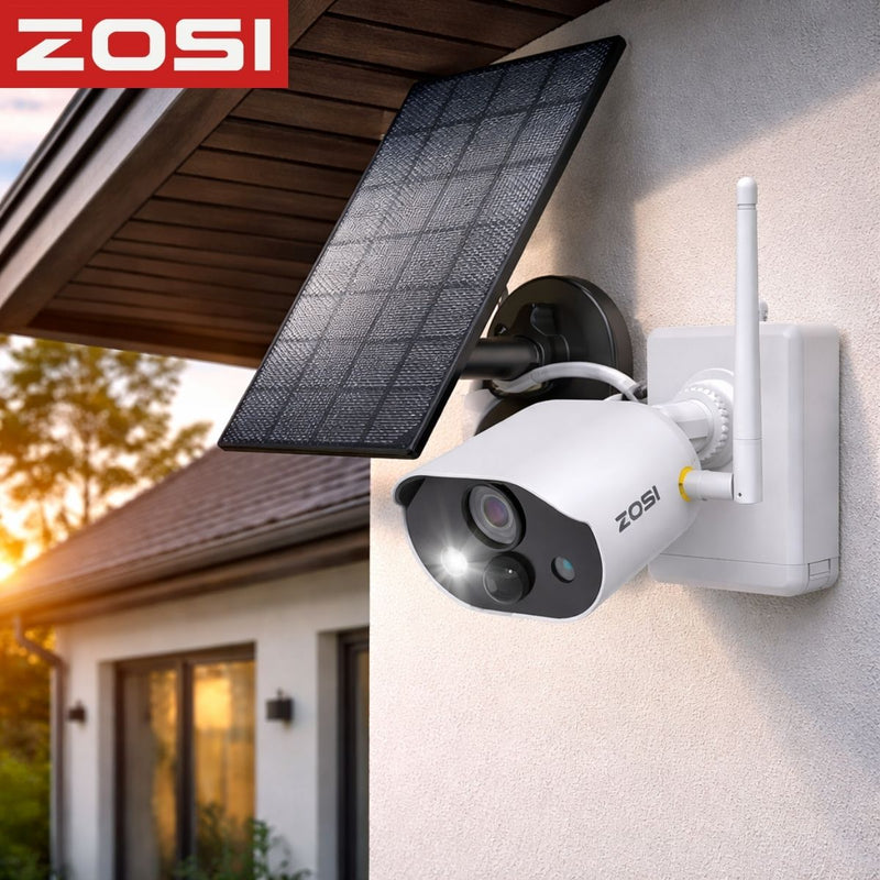 Cámara de Seguridad WiFi 3MP con Panel Solar y Batería Recargable 7800mAh. Cámara de Videovigilancia IP66 Con Visión Nocturna a Color 15m, Detección Humana PIR