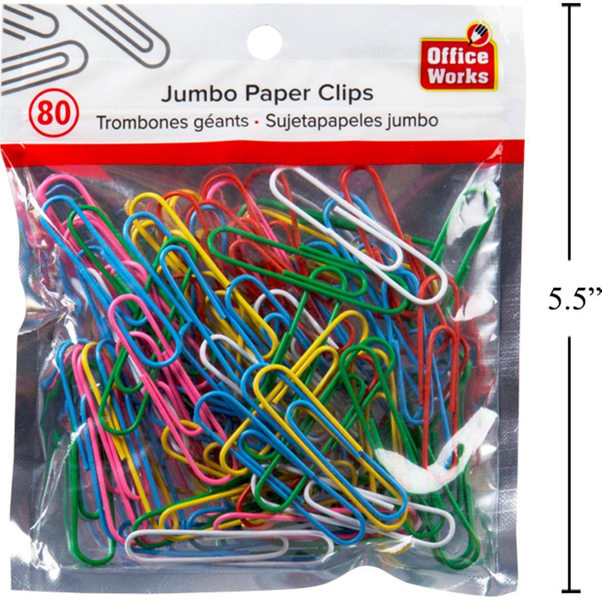 Clips Jumbo De Color De 80 Piezas Bolsa Resellable De 50 Mm Impresa