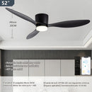 Abanico De Techo Con Lámpara. 3 tonos De Luz. 52" Ventilador Con Control Remoto. Fan 110V Color negro