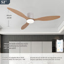 Abanico De Techo Con Lámpara. 3 tonos De Luz. 52" Ventilador Con Control Remoto. Fan 110V Color madera