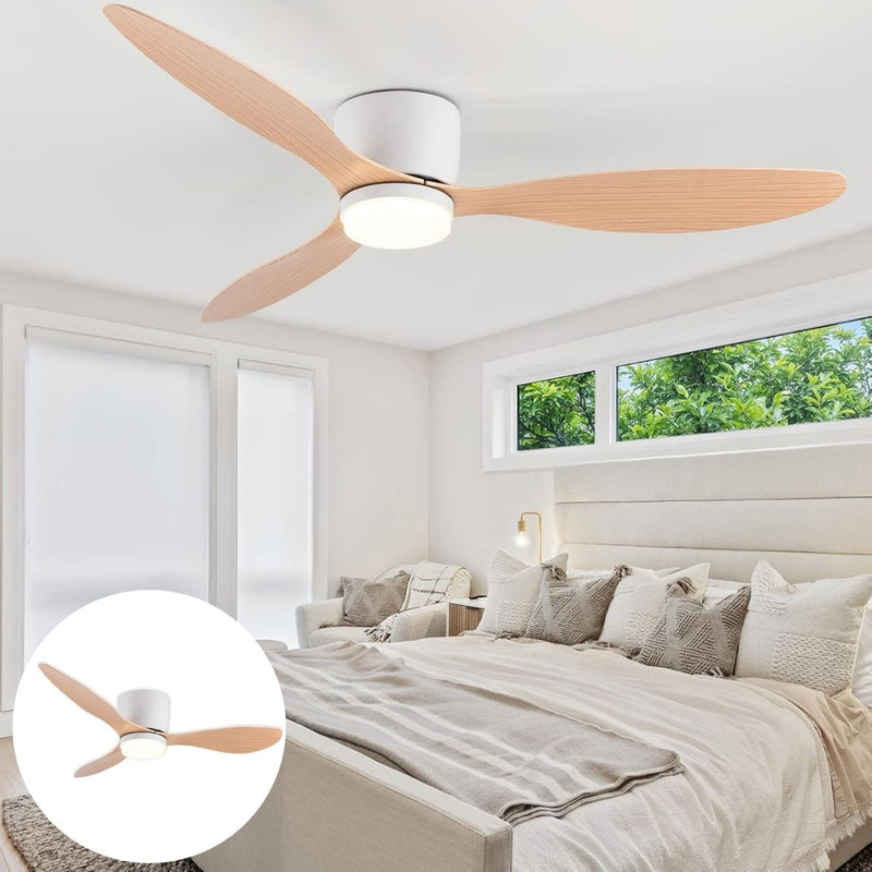 Abanico De Techo Con Lámpara. 3 tonos De Luz. 52" Ventilador Con Control Remoto. Fan 110V Color madera