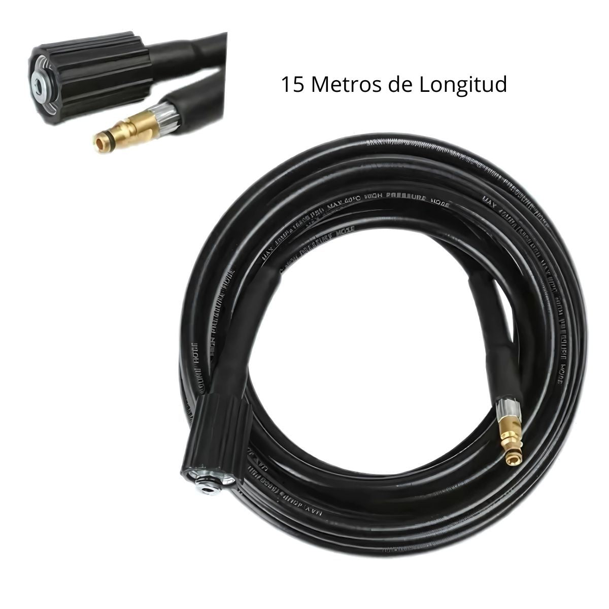 Manguera de Alta Presión de 15 metros con Conector Rápido M22+ para Hidrolavadora.