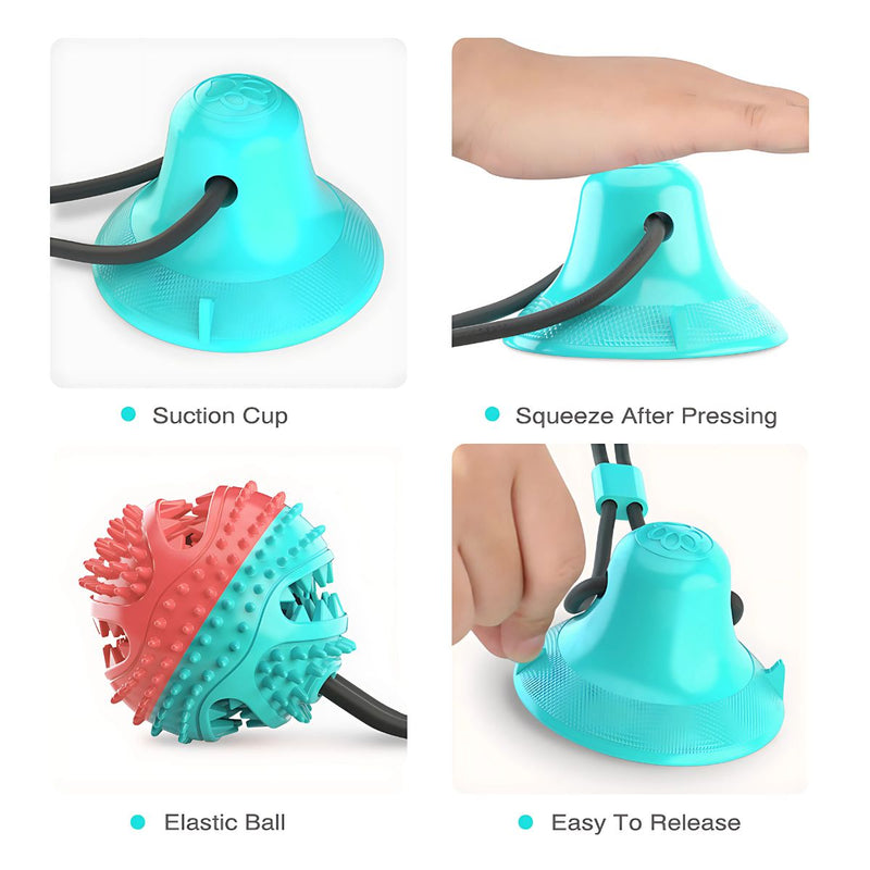 Juguete para Perros con Ventosa, Dispensador de Comida y Limpieza Dental. Pelota para mascotas.
