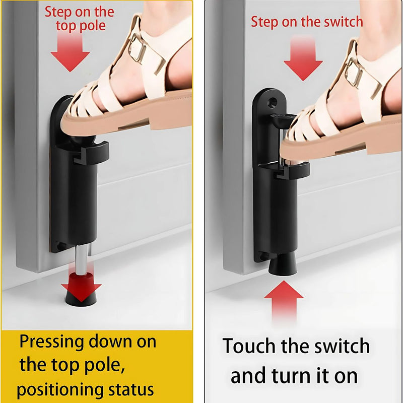 Tope de Puerta con Pedal Automático. Fácil Activación con el Pie. Color negro. Sujetapuertas. Detenedor de puertas.