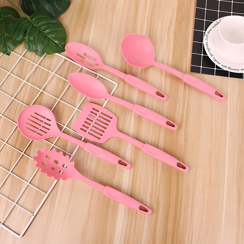 Ollas Antiadherentes de Cerámica (Set de 13 Piezas) Con Tapas de Vidrio y Utensilios de Cocina. Juego de ollas y sartenes. Color rosado.