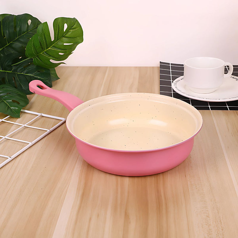 Ollas Antiadherentes de Cerámica (Set de 13 Piezas) Con Tapas de Vidrio y Utensilios de Cocina. Juego de ollas y sartenes. Color rosado.