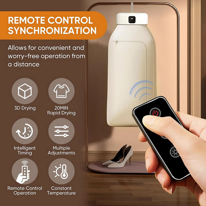 Secador de Ropa Portátil con Control Remoto, Esterilización UV y Temporizador. 600W Secadora de prendas. Ideal para apartamentos.