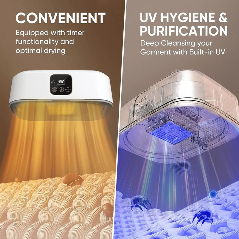 Secador de Ropa Portátil con Control Remoto, Esterilización UV y Temporizador. 600W Secadora de prendas. Ideal para apartamentos.