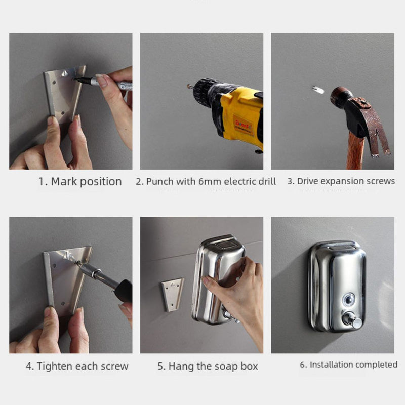 Dispensador De Jabón Líquido pared 1000ml Acero Inoxidable.