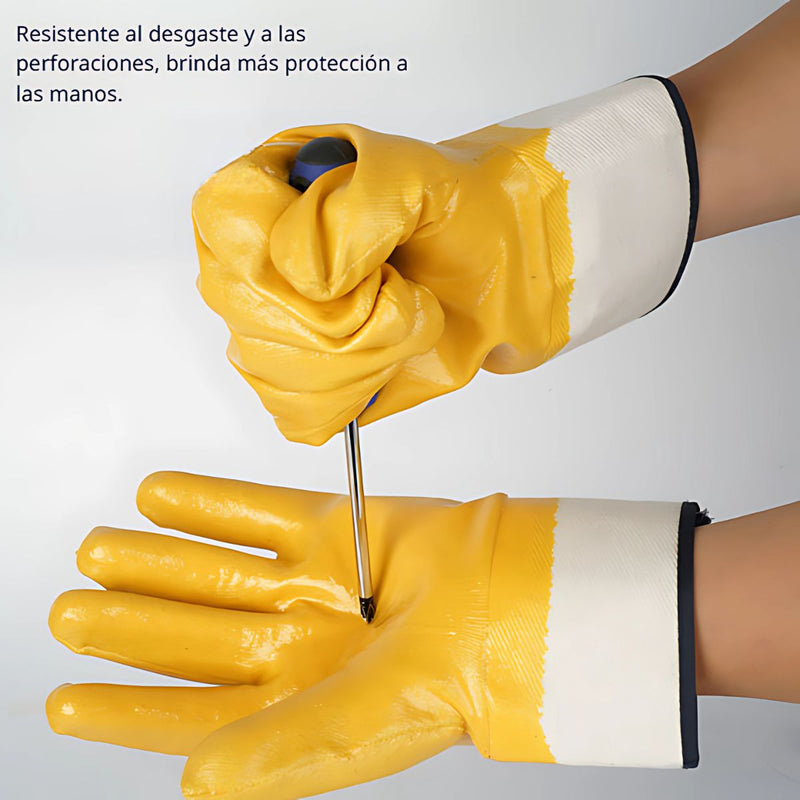 Guantes para vidrio de protección. Resistentes al Aceite y perforaciones. (PAR) Guantes de Lona con Recubrimiento de Goma.