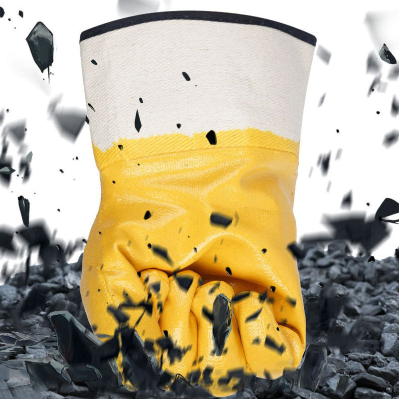 Guantes para vidrio de protección. Resistentes al Aceite y perforaciones. (PAR) Guantes de Lona con Recubrimiento de Goma.