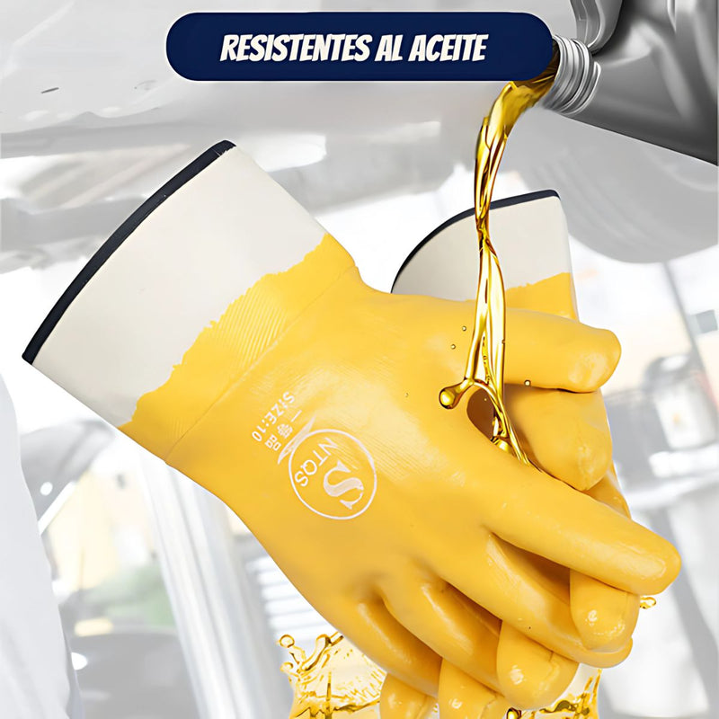 Guantes para vidrio de protección. Resistentes al Aceite y perforaciones. (PAR) Guantes de Lona con Recubrimiento de Goma.
