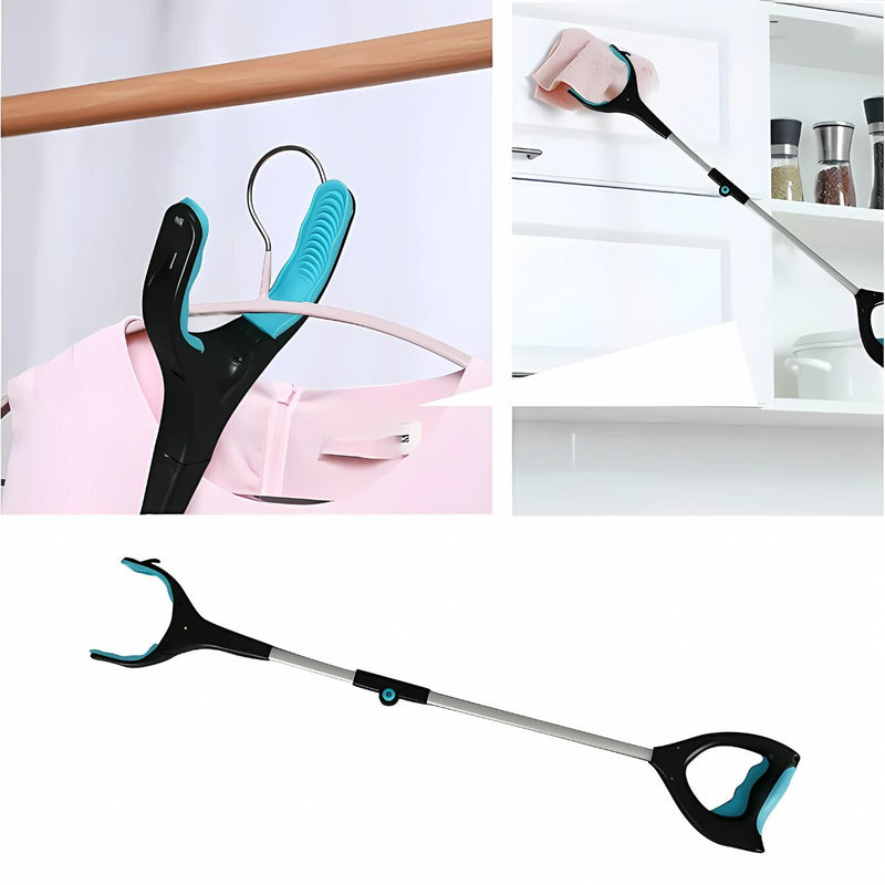 Picker Pinza Extensible para Alcanzar Objetos Difíciles. Agarrador Multiusos con Luz LED y Cabezal Giratorio.