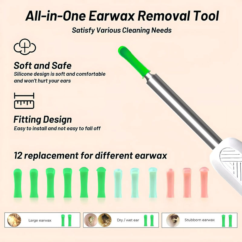 Limpiador de Oídos con video camara Visualización en Celular. Incluye 8 Accesorios y Soporte Base. Dispositivo para Limpieza de Oídos con Cámara Visual.