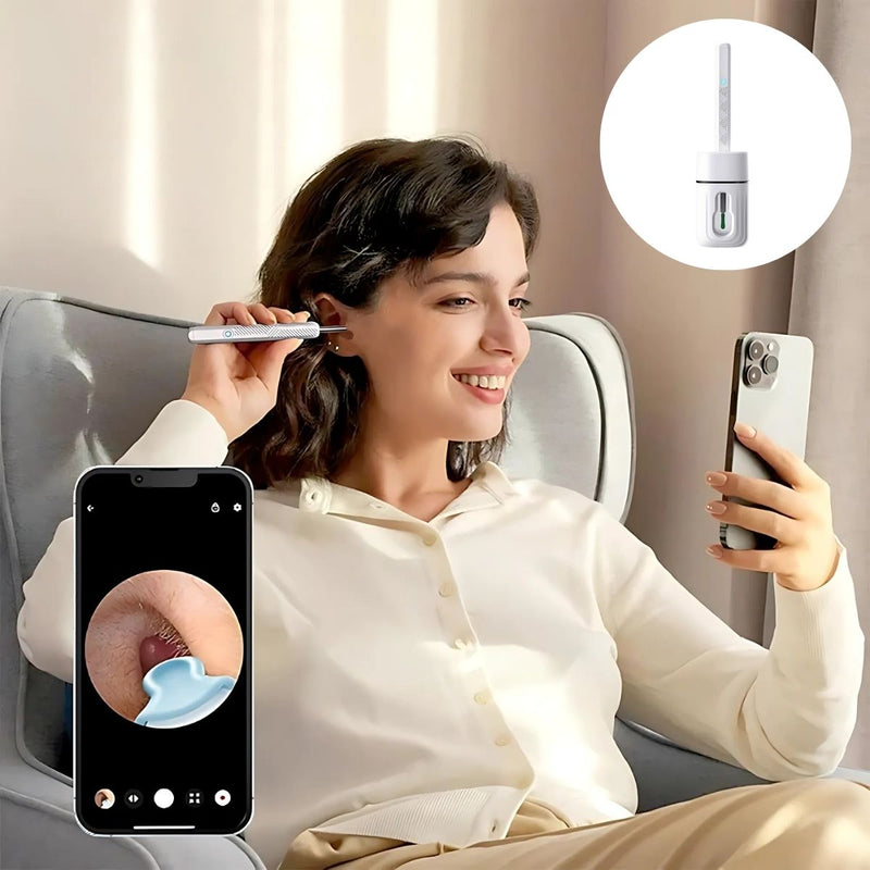 Limpiador de Oídos con video camara Visualización en Celular. Incluye 8 Accesorios y Soporte Base. Dispositivo para Limpieza de Oídos con Cámara Visual.