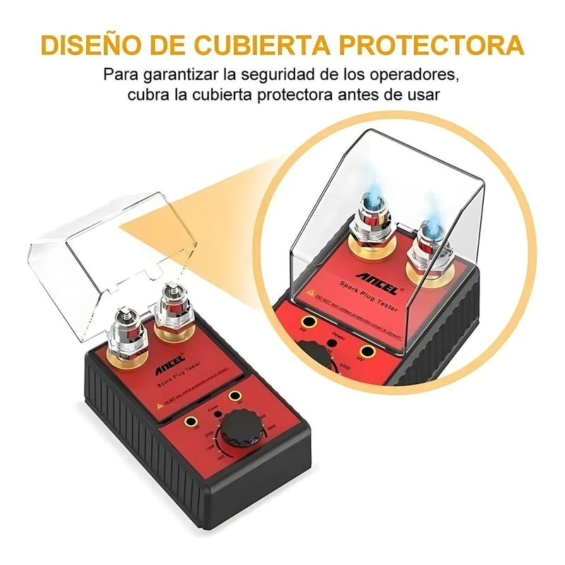 Probador de Bujías Dual. Tester medidor de Encendido 12V con Frecuencia Ajustable 0–6000 rpm y Doble Orificio.