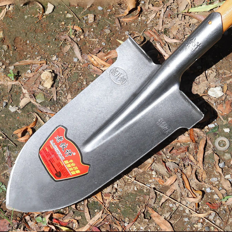 Pala de Punta con Mango de Madera 106 cm y Cabezal de Acero 33 cm x 19 cm. Ideal para Jardinería y Construcción.