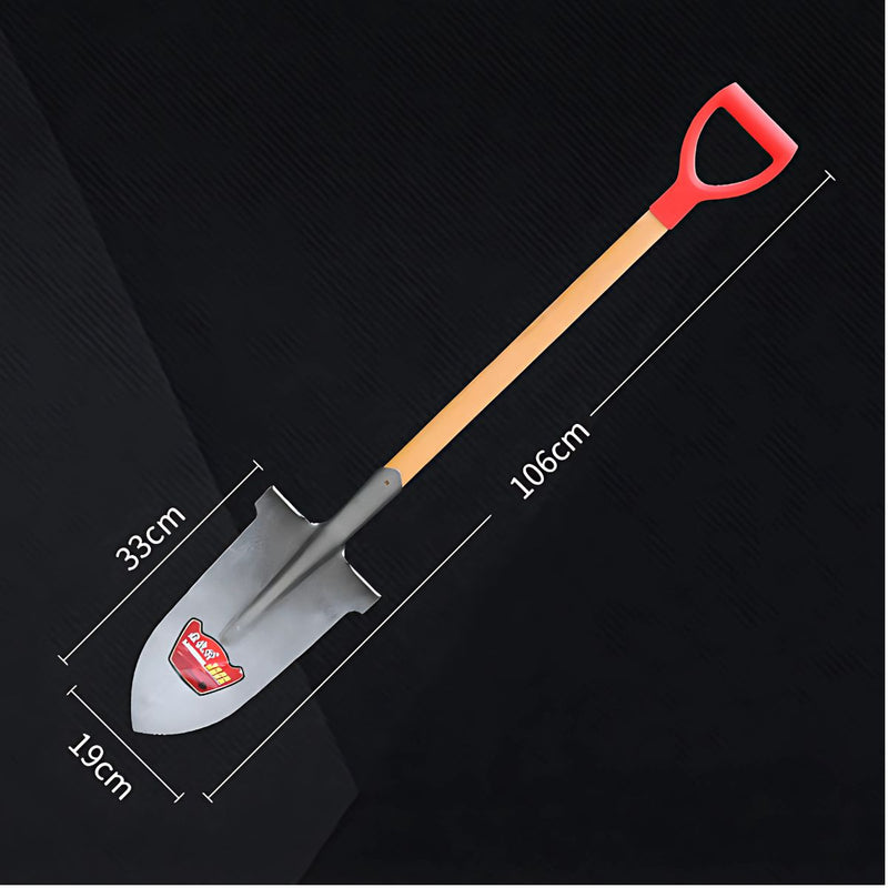 Pala de Punta con Mango de Madera 106 cm y Cabezal de Acero 33 cm x 19 cm. Ideal para Jardinería y Construcción.