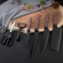 Cuchillos de Cocina Profesionales. Set de 6 piezas. Juego de cuchillos con tijera y pelador.
