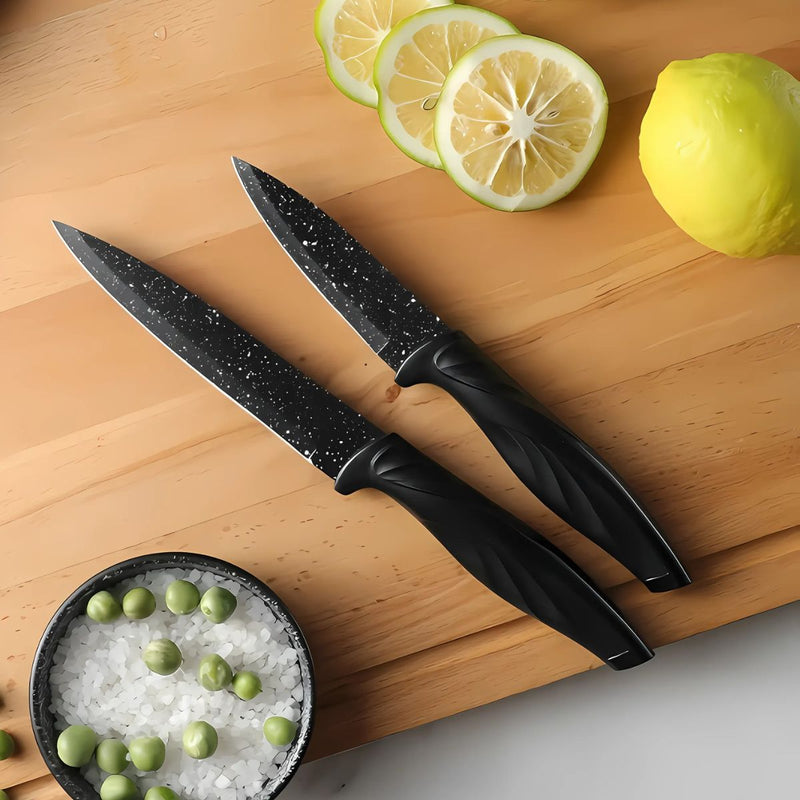 Cuchillos de Cocina Profesionales. Set de 6 piezas. Juego de cuchillos antiadherentes con pelador.