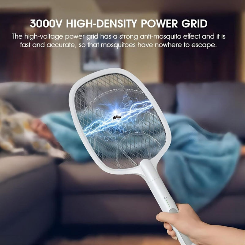 Raqueta Mata moscas e Insectos. Trampa Para Mosquitos Eléctrica Portátil en forma de raqueta. Luz UV Inalámbrica.