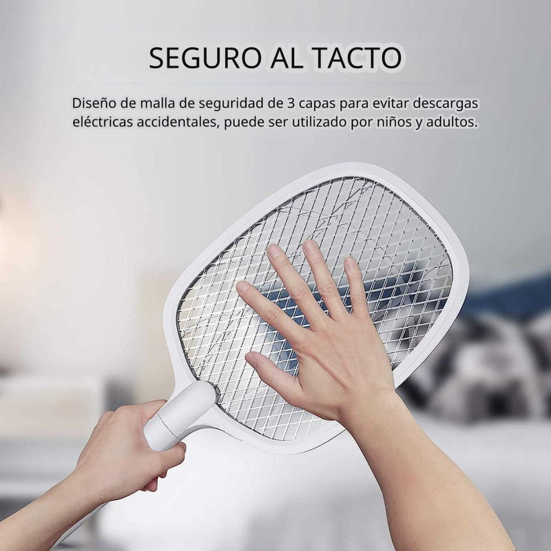 Raqueta Mata moscas e Insectos. Trampa Para Mosquitos Eléctrica Portátil en forma de raqueta. Luz UV Inalámbrica.