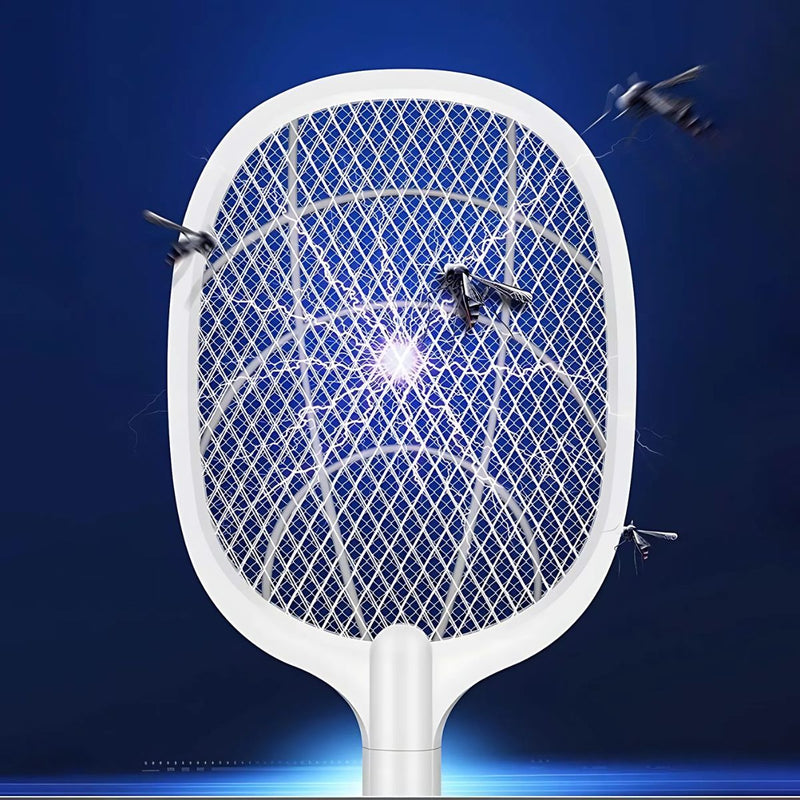 Raqueta Mata moscas e Insectos. Trampa Para Mosquitos Eléctrica Portátil en forma de raqueta. Luz UV Inalámbrica.