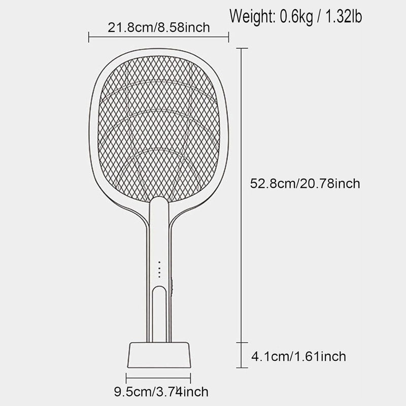 Raqueta Mata moscas e Insectos. Trampa Para Mosquitos Eléctrica Portátil en forma de raqueta. Luz UV Inalámbrica.