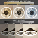 Abanico de Techo Ventilador LED (Color Negro). 3 Tonos de Luz. Ventilador Silencioso 110V.