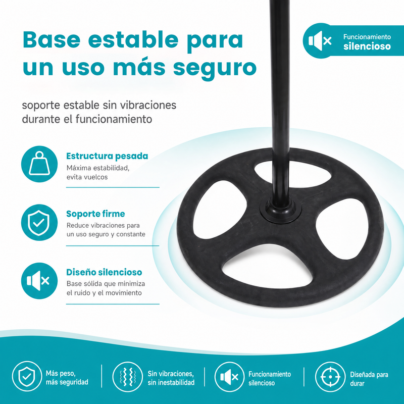 Abanico de Pedestal 18" Negro 110V 50-60W con 3 Velocidades. Ventilador Altura Ajustable 57-127cm con Aspas de Plástico, Motor de Aluminio y Base de Hierro
