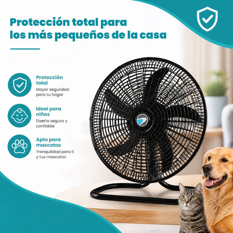 Abanico 3 en 1 de Pedestal 18" Negro 110V 50-60W con 3 Velocidades e Interruptor Desmontable. Ventilador Altura Ajustable 57-127 cm