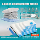 Bolsas de Almacenamiento al Vacío con Zipper Set 12 Piezas con Bomba Manual.  Tamaños 40x60 a 80x100 cm, Reutilizables, Ahorra Espacio