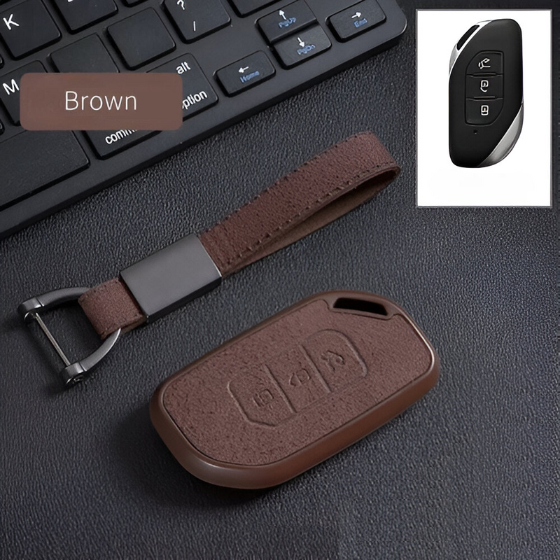 Funda protectora chocolate para llave de Forthing T5 EVO. Cover marrón para control remoto de vehículo.