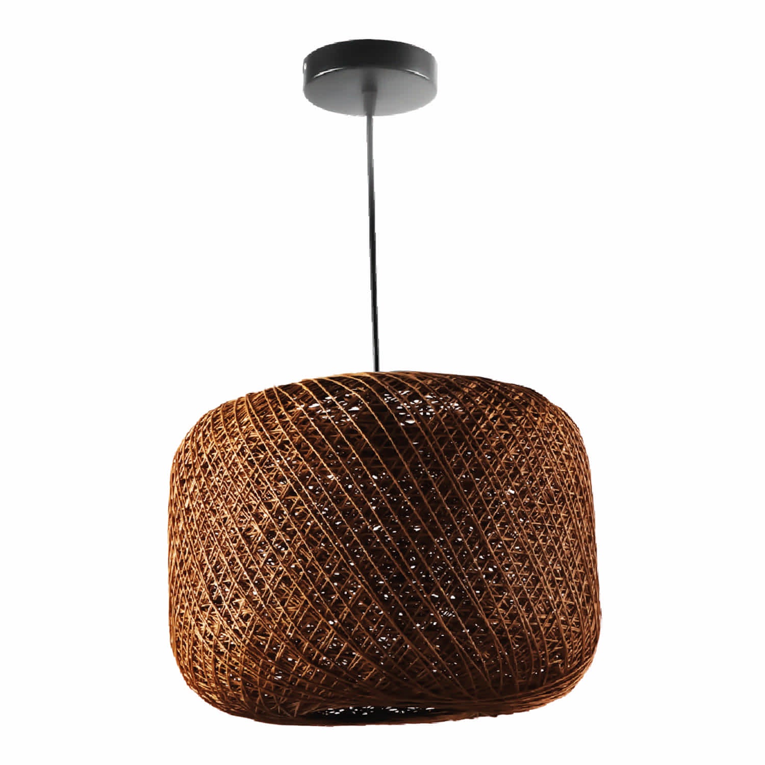 Lámpara Colgante de Rattan Oscuro 1XE27 350x1250mm Elegancia Natural