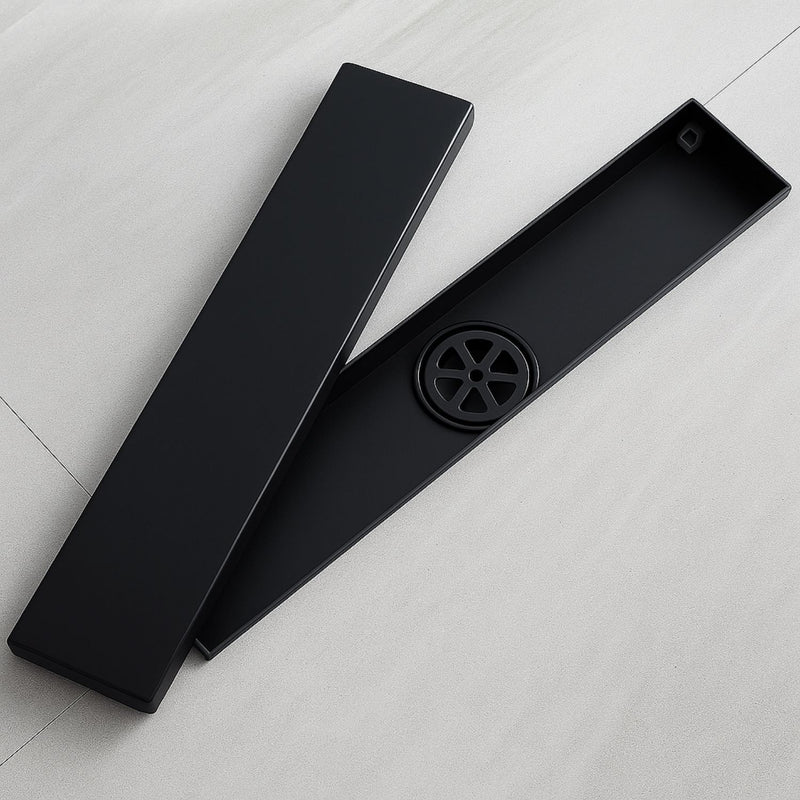 Drenaje Lineal oculto de acero inoxidable. Negro 80mm x 300mm Rejilla Rectangular Para Suelo De Ducha. Desagüe Para Baño.