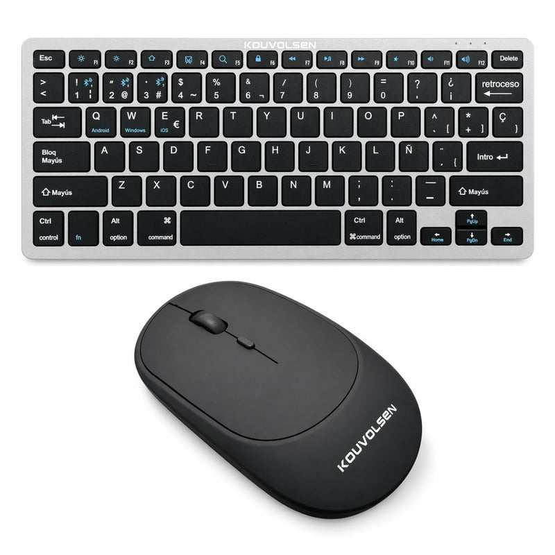 Teclado Y Mouse Inalámbricos Compatible Con Windows, Macbook, Android Y iOS. Color Negro. Tecnología 2.4G Y Bluetooth.