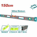 Nivel de burbuja con magnetos de 150 cm Doble cara fresada. Nivel de precisión 0.5mm Grosor 1.5mm Imanes potentes de 6 piezas.