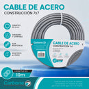 Guaya Cable De Acero Galvanizado 7x7 Alta Resistencia de 0.1415kg/m  Para Amarre Y Sujeción (6mmx10m)