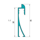 Zocalo - Rodapie para Instalacion de Alternative Wall. Altura 65mm. Largo 5.85 m.