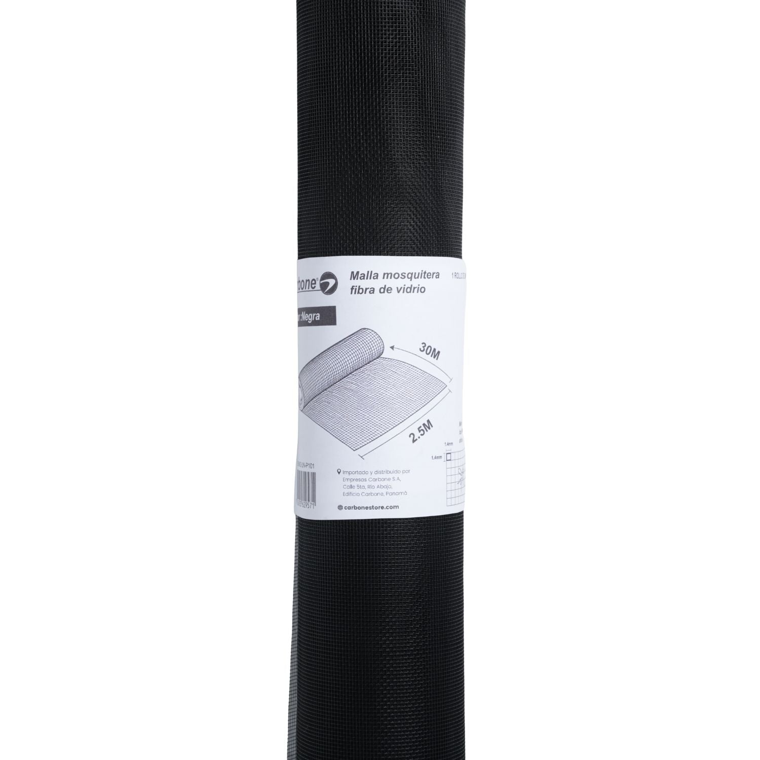 Rollo mosquitera negra 2.5mts x30mts largo  malla 18x18 anti-UV PP+PE resistente para ventanas y puertas