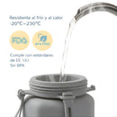 Botella de agua plegable de silicona 600ml. Termo portátil. Diseño flexible compactable. BPA Free. Color gris.