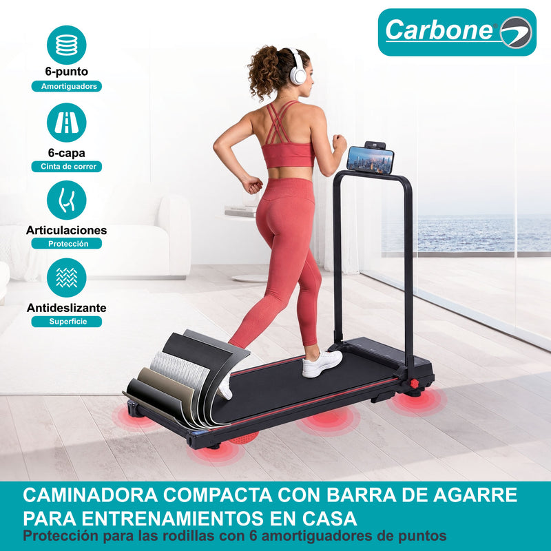 Caminadora eléctrica Cinta de Correr Plegable con Bluetooth 10KM/H, Motor 2.0HP con Velocidad 1-10km/h y Baranda Manual Negra (49x105x105cm).