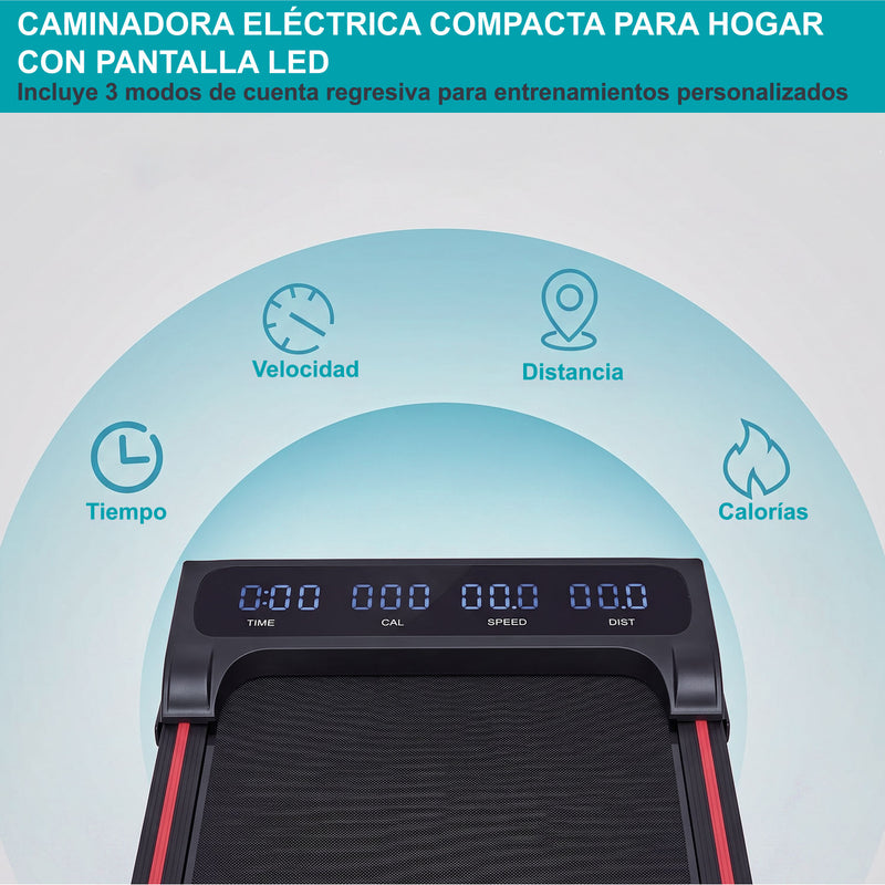 Caminadora eléctrica Cinta de Correr Plegable con Bluetooth 10KM/H, Motor 2.0HP con Velocidad 1-10km/h y Baranda Manual Negra (49x105x105cm).