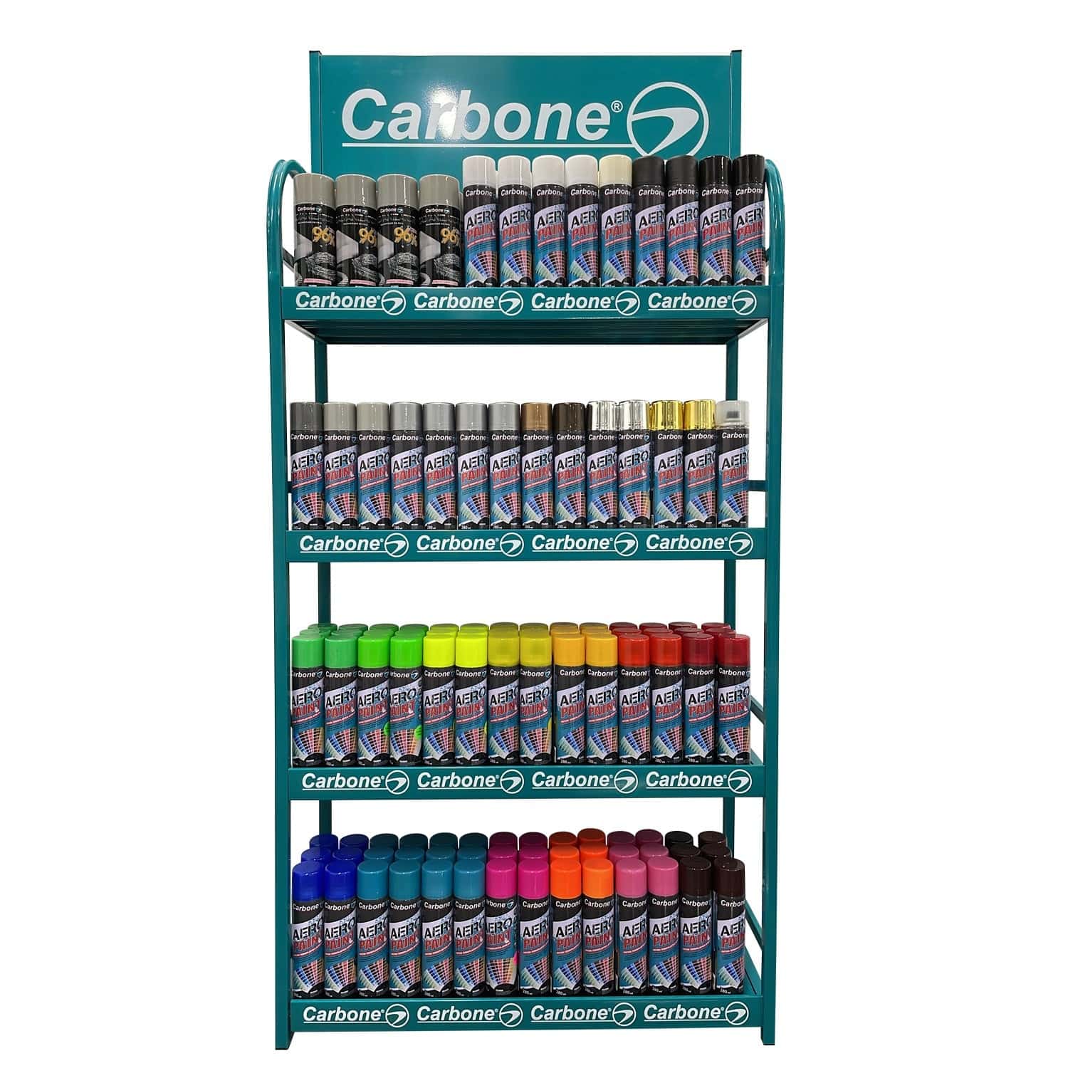 Exhibidor Ferretero Carbone Espray L*A*ALT=800*300*1750Mm. Capacidad 275 Latas Pintura Spray