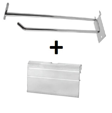 Gancho para exibidor ferretero con soporte de etiqueta de precios 30cm x 1/4"