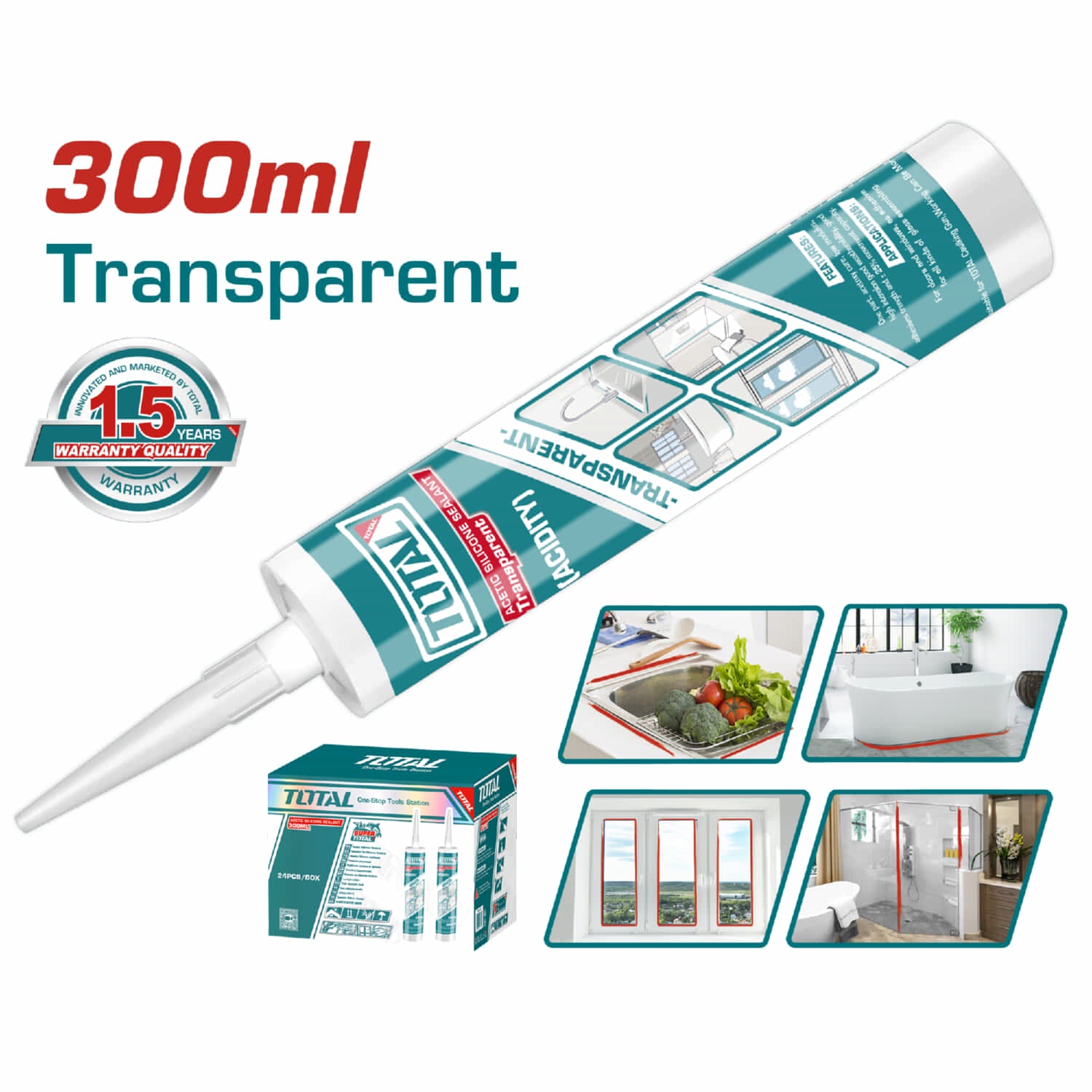 Silicon acético transparente para sellado 300ml.