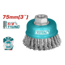 Disco de alambre entorchado de 4" rosca 5/8"-11 UNC. Diámetro de alambre 0.5mm